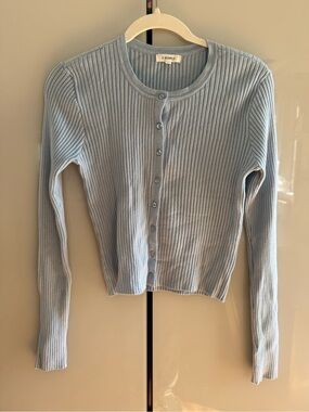 Z Supply Pale Blue Ribbed Knit Cardigan
